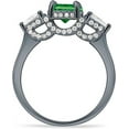 thumbnail image 6 of Trilogy Ring Round Pear Teardrop Green Emerald Cubic Zirconia Black Tone 925 Sterling Silver, Size 5, 6 of 7