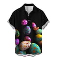 thumbnail image 3 of DDAPJ pyju Happy Easter Hawaiian Shirt for Men Novelty Graphic Button Down Short Sleeve Shirts Bunny Gnomes Easter Eggs Printing Lapel Tops Hawaiian Beach Shirt Limited Time Sales Multicolor M, 3 of 5