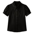 thumbnail image 5 of Ashirexll Tops for Women Trendy Casual Solid Turndown Collar Lace Blouse Short Sleeve Top T Shirt for Daily, 5 of 5