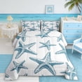 thumbnail image 2 of Manfei Blue White Starfish Full Size Comforter Sets for Kids Boys and Girls, Marine Life Print Bedding Sets, Gray Reversible 3pcs, 1 Comforter and 2 Pillowcases, 2 of 6