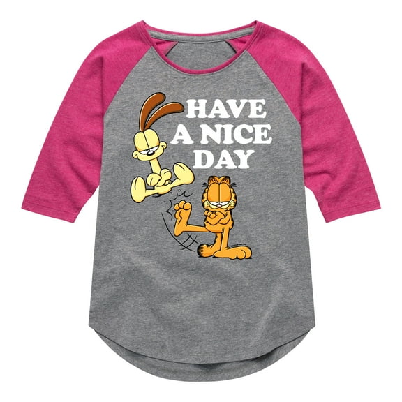 Garfield - Have A Nice Day - Toddler And Youth Girls Raglan Graphic T-Shirt