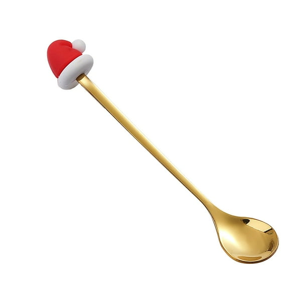 Pisexur Batería de cocina Cuchara navideña de acero inoxidable, regalo, cuchara de postre, cuchara colgante navideña, vajilla para la cocina del hogar