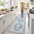 thumbnail image 3 of ARJINCUTE Boho Vintage Distressed Long Runner Rug Blue 2'x10', Soft Machine Washable Foldable Non-Slip Carpet for Hallway Kitchen Entryway Living Room Bedroom, 3 of 9
