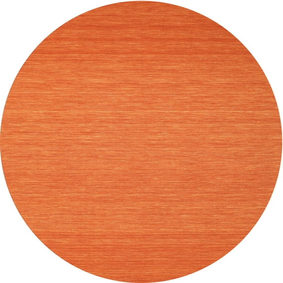 Ahgly Company Machine Washable Indoor Round Contemporary Orange Red Area Rugs, 3' Round