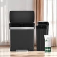 thumbnail image 5 of SONGMICS 16 Gallon (2 x 8 Gallon) Dual Compartment Garbage Can 60L Pedal Recycling Bin 15 Trash Bags Included Black, 5 of 10