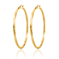 thumbnail image 3 of 14K Solid Yellow Gold 3mm Twisted Round Extra Large Hoop Earrings, 3 of 10