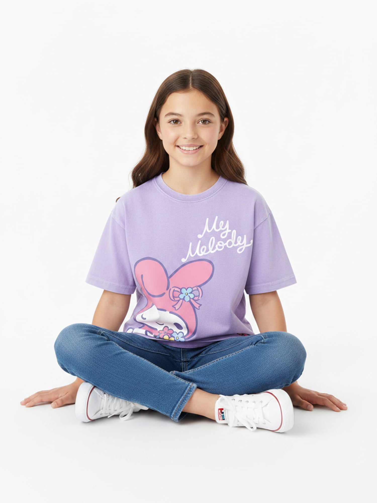 Sanrio Girls My Melody and Kuromi Mineral Wash Graphic T-Shirt, Sizes 4-16