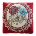thumbnail image 3 of Funda de almohada floral, funda de almohada cuadrada de 45 cm, 45 x 45 cm, funda de almohada con diseño de flores, funda de cojín para dormitorio, Rojo oscuro, 3 of 8