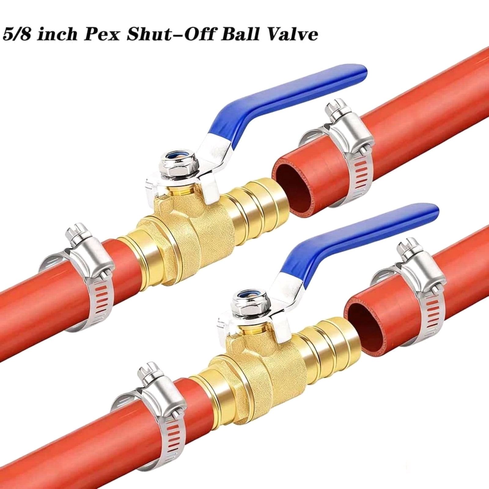 ARCADORA 16mm Brass Hose Barb Ball Valve 2 Pack With Stainless Steel Clamps For Coolant Fuel Water Oil Gas Flow Control