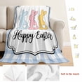 thumbnail image 5 of Happy Easter Blanket Soft Cozy Warm Throw Blanket for Couch, Plush Fuzzy Flannel Fleece Blankets for Sofa, Cute Lovely Colorful Rabbits Silhouette Blue Plaid Bed Blankets Gifts for Men, 32"x48", 5 of 9