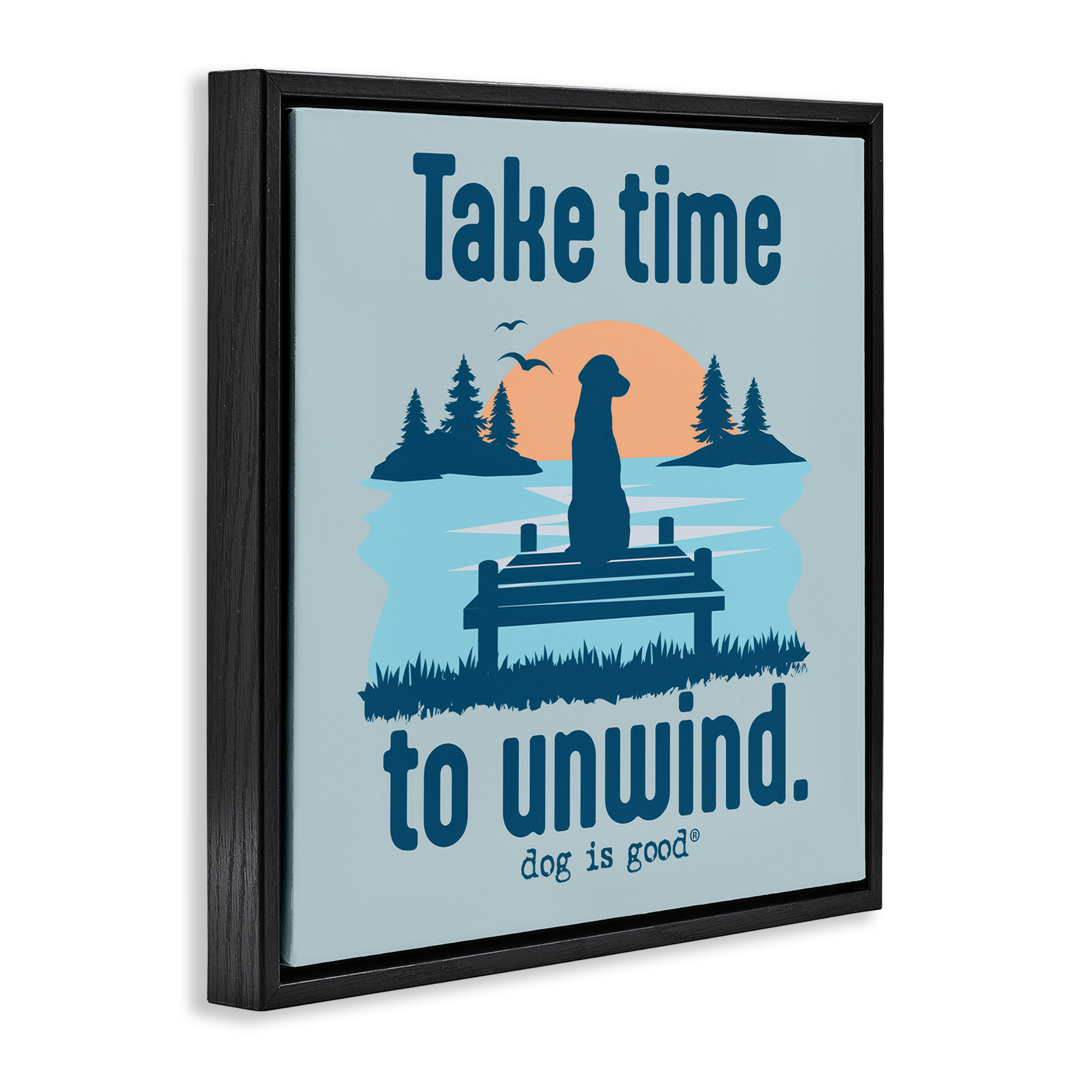 Stupell Industries Take Time to Unwind Animals Painting Black Floater Framed Canvas Art Print Wall Art, 18 x 18