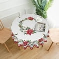 thumbnail image 2 of Poinsettia Christmas Round Tablecloth 60 Inch, White and Red Christmas Tablecloths Stain Resistance Polyester Winter Table Cloth for Holiday Parties Kitchen Dining Indoor Outdoor, 2 of 6