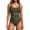 Army Green, variant on Women's Mesh One Piece Swimsuit Tummy Control Sexy Bathing Suit Push Up Swim Suit Slimming Swimwear Black