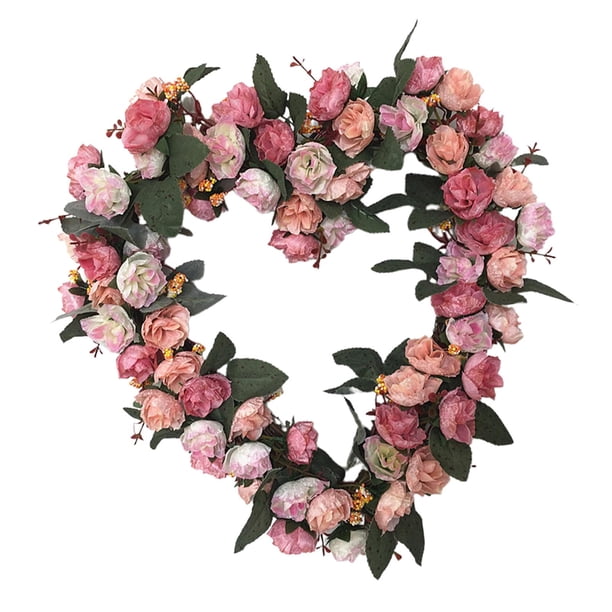 Guirnalda de corazón para colgar en pared, guirnalda de bienvenida de 14 "para sa de estar, jardín, hogar, boda, decoración al Sunnimix Corona de la puerta de entrada