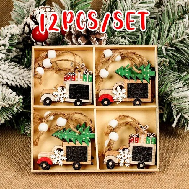 Colgantes de madera para Navidad, adornos navideños para árbol de Navidad, regalos de Feliz Año Nuevo, 2023, 2024