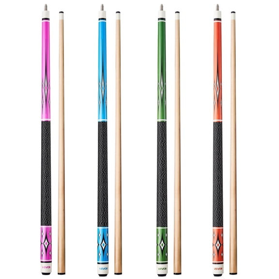 VEVOR Pool Cue, 4 Pieces Pool Stick, 58 inch Canadian Maple Wood Billiard Pools Stick with ABS Connection Ring, Cues Sticks for Professional Pool Table, Bar, Home, Office, 18 oz, 19 oz, 20 oz, 21 oz