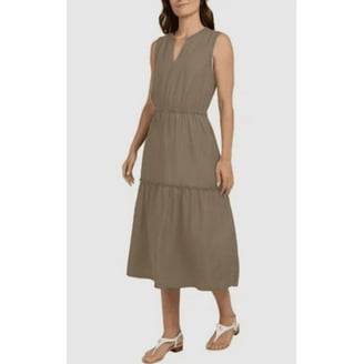 lands' end ladies' tiered midi dress Lands' End Ladies' Tiered Midi Dress Tan XL, Women's, Brown
