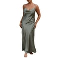 thumbnail image 1 of Faithtur Robe Longue Moulante pour Femmes Couleur Unie Bretelles Spaghetti Col Bénitier Robe Sans Manches Été Dos Nu Cami Robe, 1 of 9