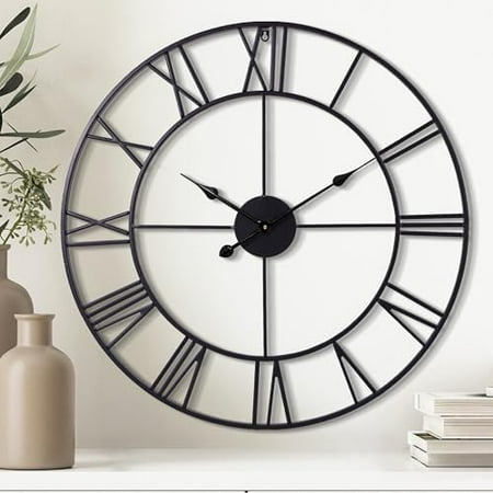 30 Inch Wall Clock Decorative, Oversized Large Black Metal Roman Numeral Silent Wall Clocks for Modern Farmhouse Living Room Decor$$Home Decor, Kitchen, & Other