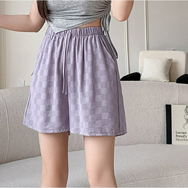 Aqestyerly Shorts en Coton et Lin pour Femmes, Pantalons Décontractés Taille Haute à Jambes Larges avec Coupe Droite