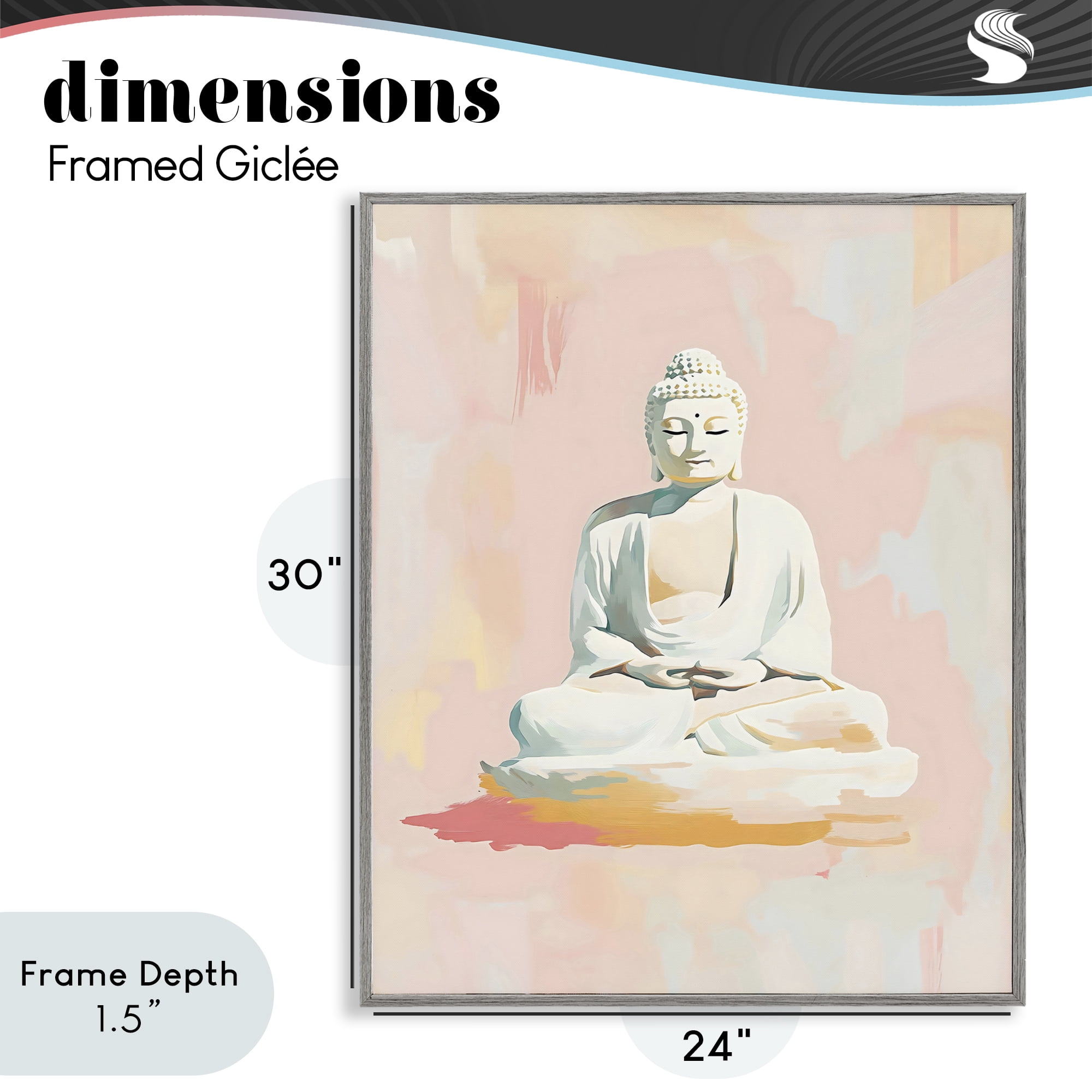Stupell Industries Pastel Buddha In Quiet Meditation Gray Framed Giclee Art, design by The Prints Vibe