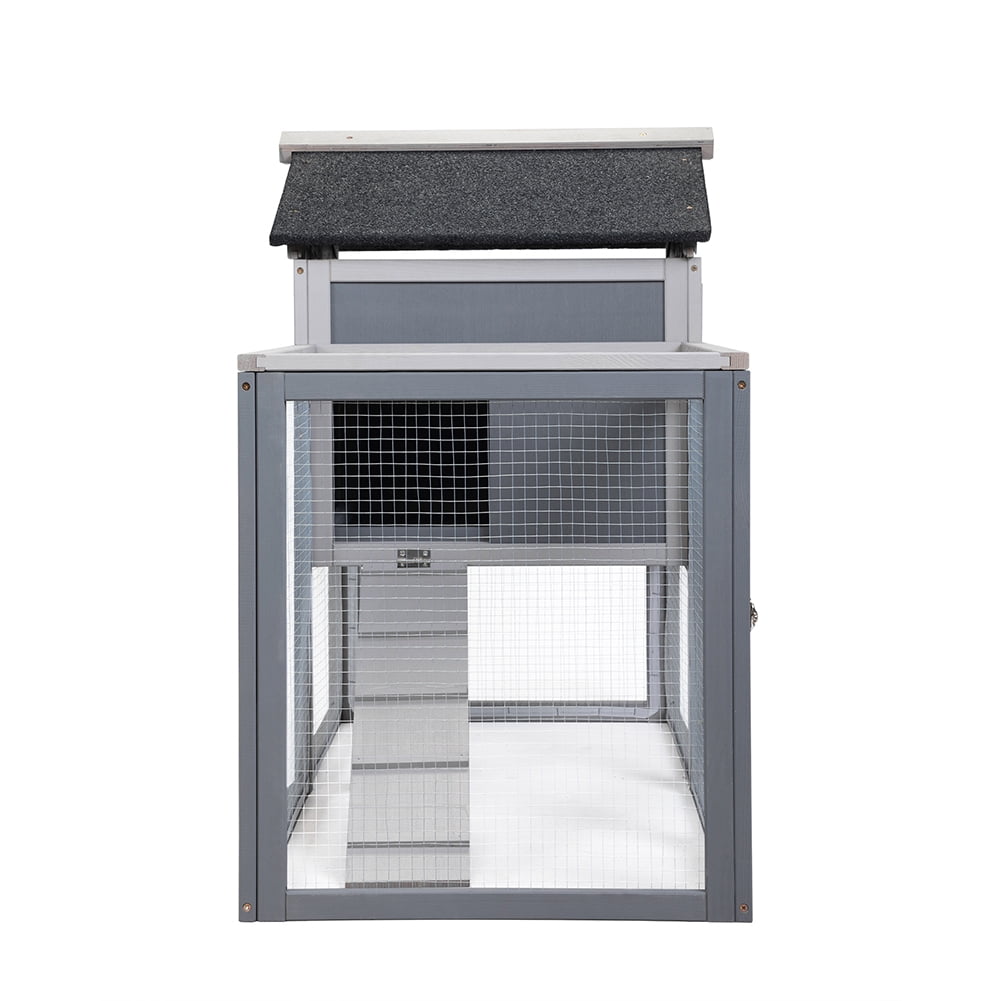Kepooman 2 Tier Wooden Rabbit Cage, Chicken Coop, Small Animal Pet House, Flip Top Rabbit Cage, Gray