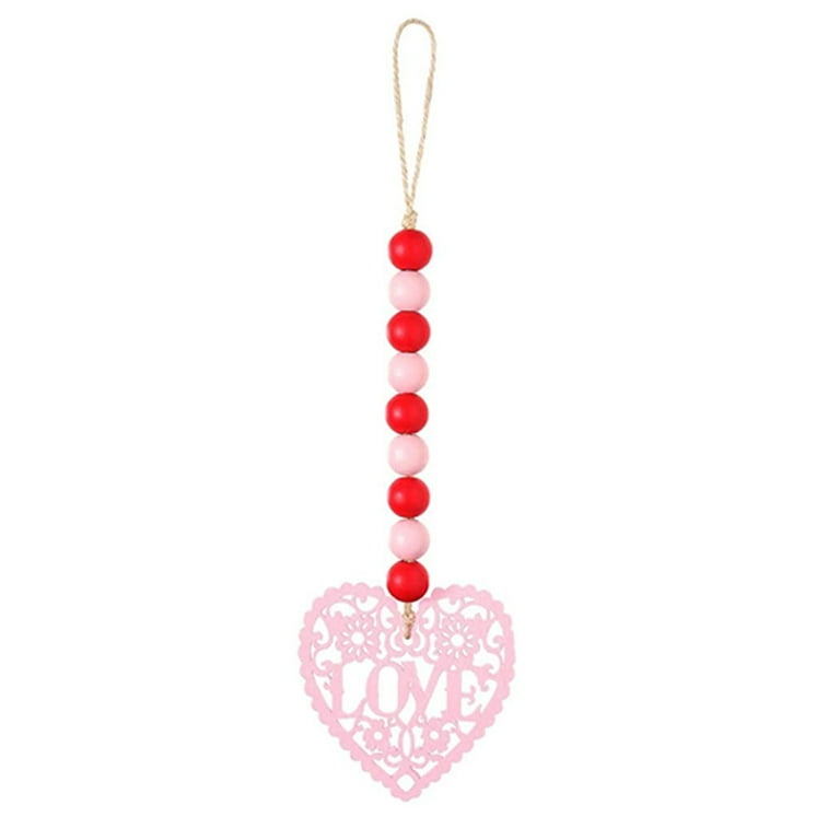 Cheers US Valentines Day Wood Beads Garland, Valentine Bead