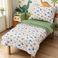 thumbnail image 2 of Btargot 4 Piece Dinosaur Toddler Comforter Set Colorful Cartoon Dino Boys Bedding Set, 2 of 9