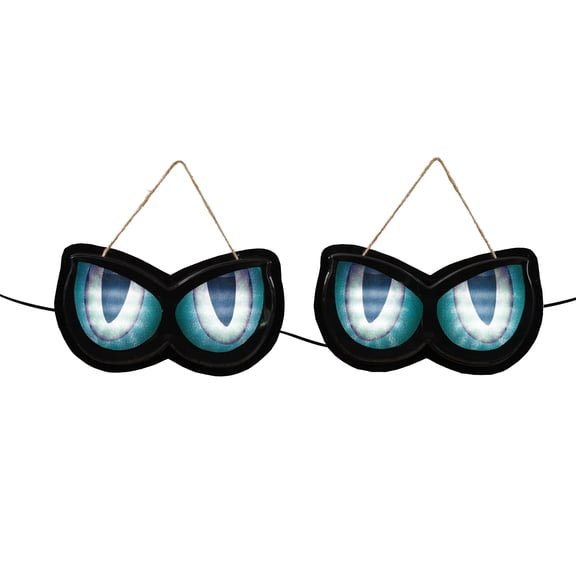 Indoor/Outdoor Battery-Operated LED Blinking Eyes Hanging Decor, Cool White, 2 Count, Halloween by Way To Celebrate