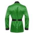 thumbnail image 4 of TiaoBug Mens Satin Smoking Robe Nightwear Pajamas Long Sleeve Kimono Bathrobe with Belt Green XL, 4 of 7