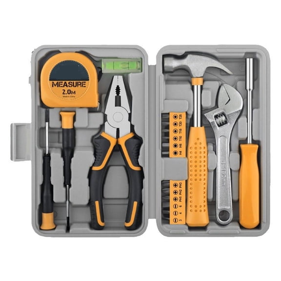20-Piece Basic Household Tool Kit, Small Portable Tool Set for DIY (Yellow)
