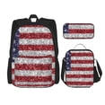 thumbnail image 1 of Easygdp America Flag Glitter Mochila para Niños y Niñas con Set de Caja de Almuerzo y Estuche para Lápices 3 en 1, Mochila Escolar Estampada para Adolescentes, 1 of 7