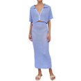 thumbnail image 2 of Nituyy Women’s Two Piece Summer Outfits, Short Sleeve Knit Button Crop Tops and Long Skirt Set, 2 of 9