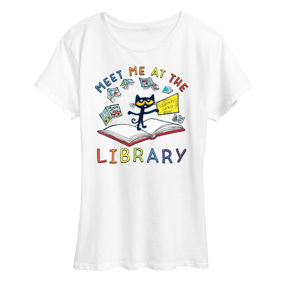 Pete The Cat - Meet Me At The Library - Women's Short Sleeve Graphic T-Shirt