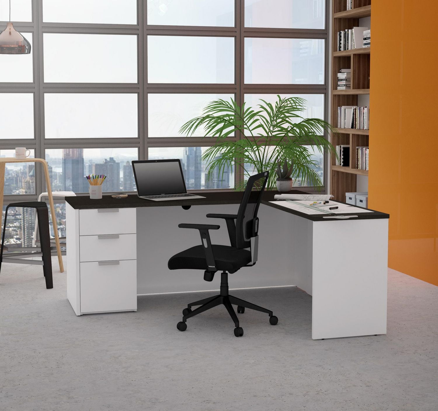Bestar Pro-Concept Plus Bureau en L avec caisson