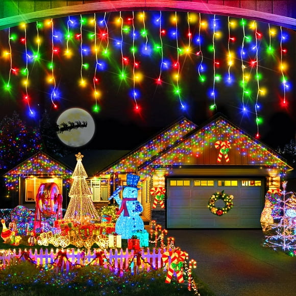 Luces navideñas Heceltt Outdoor en forma de carámbano, 40 m, 1280 LED, multicolor