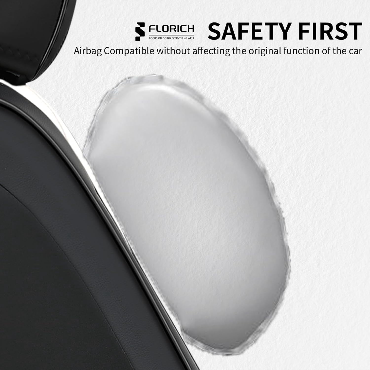 FLORICH Front Pair Car Seat Covers, Premium Faux Leather Seat Protectors, Breathable Material Cushions Universal Fit for Most Cars, Black & Withe