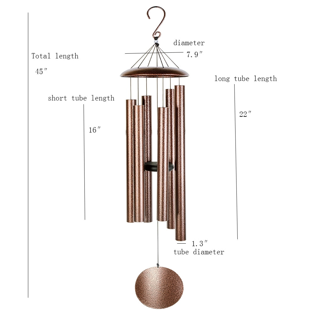 iMeshbean Large 45" Wind chimes Copper Tubes Deep Tone Resonant Bass Sound Church Bell Wind chime US