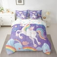 thumbnail image 2 of Castle Fairy Cartoon Rainbow Unicorn Twin Bedding Sets 7-Piece for Preppy Child Girls,Kawaii Animal Bedding Comforter Set Microfiber,Starry Sky Breathable Sheet Sets,Microfiber Bedroom Decor, 2 of 8