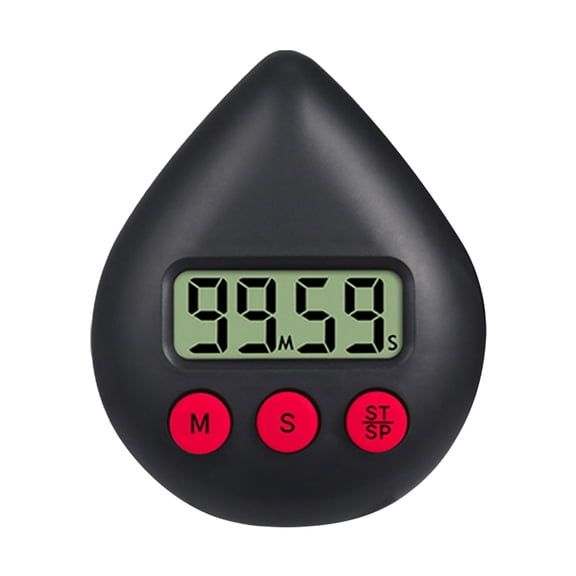 VKLU Digital Magnetic Timer, Black, Suction Mount Kitchen Timer with Built-in Battery for Easy Use in Cooking and Home