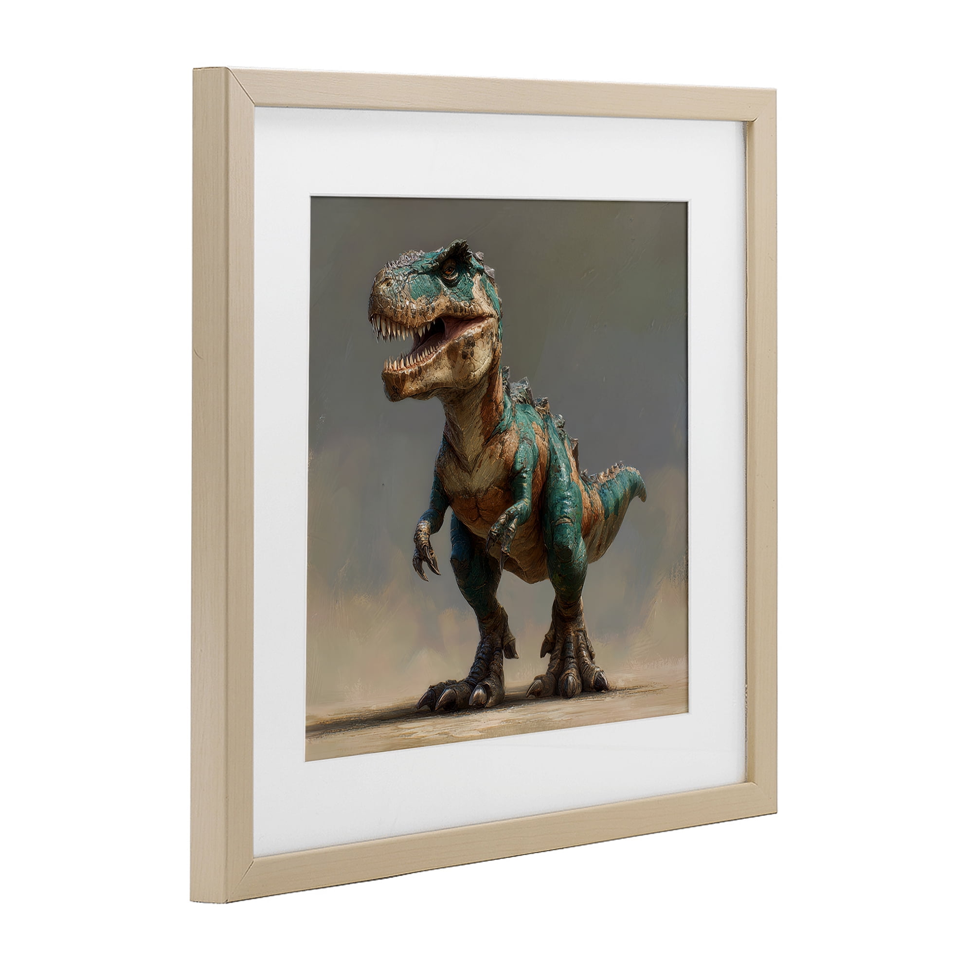 Stupell Industries Turquoise T-Rex Study Birch Framed Print Under Glass, design by Wumples