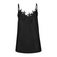 thumbnail image 5 of Pntutb Womens Fashion Casual Summer Sling Solid Color Sleeveless Lace V-Neck Top Black XL, 5 of 6