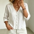 thumbnail image 5 of YgkuHd Womens Cardigans Lightweight 100% Cotton V-Neck Long Sleeve Breathable Comfort Relaxed Top,White_L, 5 of 5
