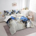 thumbnail image 4 of Manfei Chic Blue Artwork 7 Pieces Bedding Comforter Set for Adult, Watercolor Abstract Full Bedding Set, Vintage Oil Printing Reversible Fitted Sheet Flat Sheet, Luxury Bedroom Decor, 4 of 8