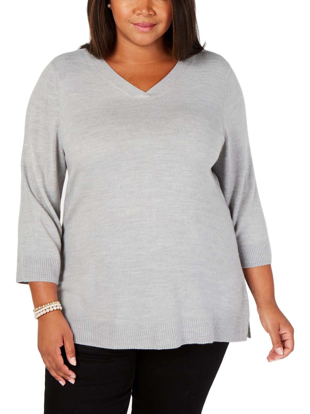 Karen Scott Womens Plus Size XXL Lilac Heather V Neck Pullover Sweater NEW 