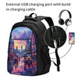 thumbnail image 2 of Easygdp Taxi Colorful Town Mochila para Laptop de Viaje con Puerto USB, Mochila para Laptop con Puerto de Carga USB para Mujeres y Hombres, 2 of 7