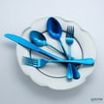 thumbnail image 2 of Elyon Tableware Elyon Luly Mirror Colored Stainless Steel Flatware Set 20 Pieces Blue, 2 of 7