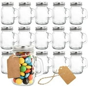 16 Pack 4 oz Mason Jars with Lids, Vintage Glass Favor Jars with Personalized Label Tags and String for Drink, Dessert, Candle, Craft, Decor, Party Favors