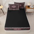 thumbnail image 4 of Homewish Vintage Boho Print Zipper Twin Comforter Sets with Fitted Sheet and 2 Pillowcases,Retro Flowers Zipper Bedding Set,Gray Pink,Black Reversible,4pcs, 4 of 8