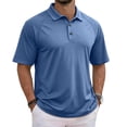 thumbnail image 2 of Men's Polo Shirts Casual Short Sleeve Quick Dry Collared Golf Shirt summer Performance Pique Athletic T-Shirts Blue XXXL, 2 of 5